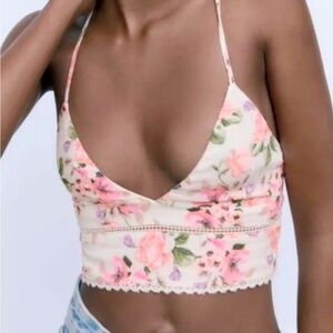 ZARA Floral Crop Cami NWT‎ Size Small